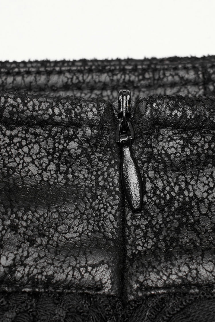 Black Stitching Irregular Mesh Ripped Men's Gothic Long Skirt - Product - 8