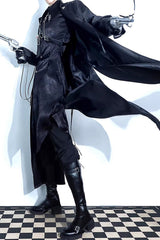 Black [Night Sentinel] Long Sleeves Ouji Gothic Lolita Long Trench Coat - Product - 4
