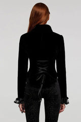 Women's Large Lapel Collar Long Sleeves Slim Tuxedo Gothic Coat 2 Colors - Product - 4