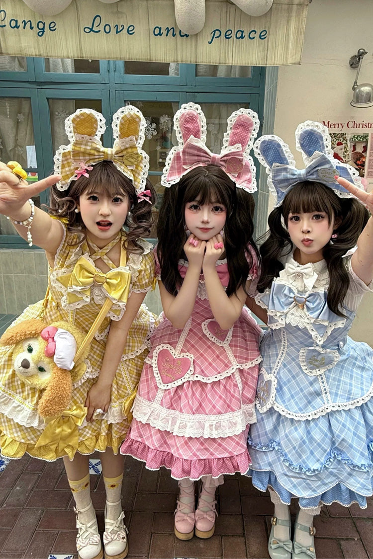 Blue [Candy Cream Puff Strawberry Cake] Multi-Layered Printed Ruffled Bow Plus Size Sweet Princess Lolita Dress 2 Versions - Product - 7