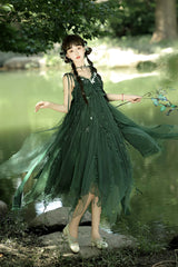 Green Forestry Asymmetric Hem Sweet Chinese Style Lolita Jsk Dress - Product - 9