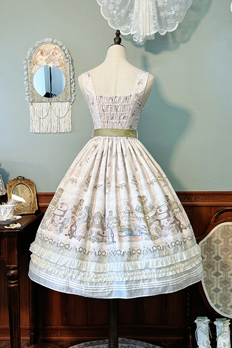 [Iris Study] V Collar Sleeveless Print Bowknot Lace Sweet Lolita Jumper Dress 2 Colors - Product - 16