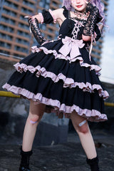 Black Multi-Layer Ruffled Ballet Sweet Lolita JSK Dress - Black - 1