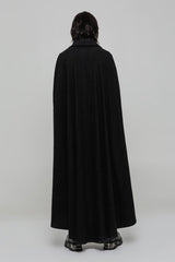 Black Long Sleeve Front Metal Button Slit Irregular Hem Weave Woven Men's Gothic Cloak - Product - 4