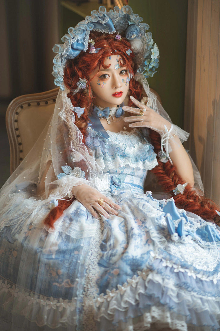 Blue The Key to the Secret Realm Gorgeous Wedding Princess Sweet Lolita Dress Set - Product - 4