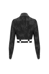 Black Turn Down Collar Cutout Long Sleeves Studded Women's Punk Shirt - Product - 9