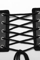 Black Lace-Up Double-buckle Men's Punk Girdle - Product - 8