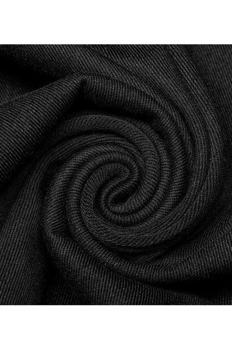 Black Punk Stand Collar Anterior Middle Asymmetry Design Zipper Shoulder Decorate Webbing Men's Vest - Product - 6