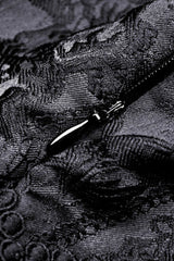 Black Square Collar Long Hime Sleeves Embroidered Lace Spliced Women's Gothic Maxi Wedding Dress - Product - 19