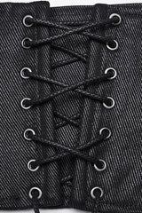 Black Lace-Up Buckle Women's Punk Underbust Corset - Product - 6