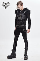 Black Asymmetric Chain-Decorated Men's Punk Belts - Product - 2