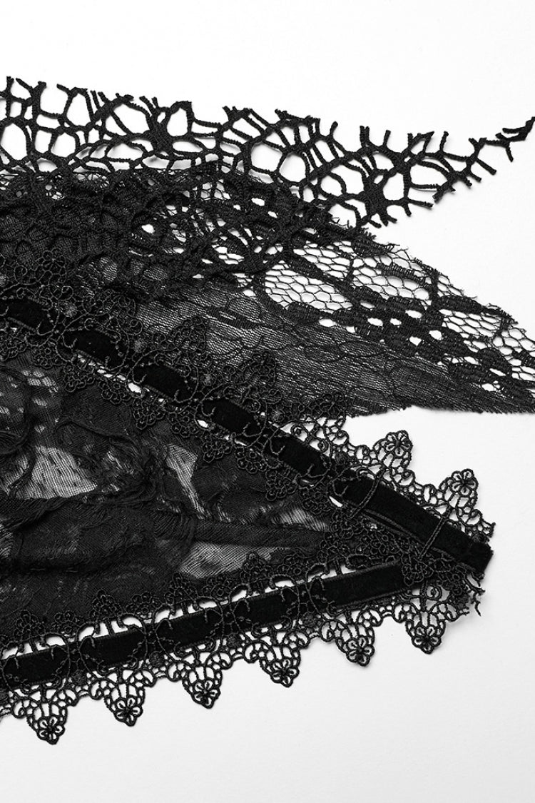 Black Stitching Lace Ripped Women's Gothic Skirt - Product - 7