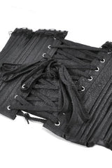 Black Solid Color Sleeveless Lace Lace-Up Women's Punk Underbust Corset - Product - 15