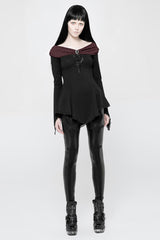 Black Bertha Neck Off Shoulder Long Sleeves Embroidery Women's Punk Blouse - Product - 4