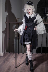 Black [Night Rose] Sleeveless Ouji Prince Handsome Lolita Vest - Product - 5