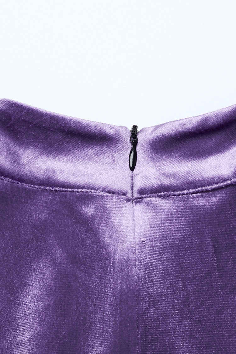 Black/Purple Long Sleeves Gradient Women's Gothic Dress - Product - 5