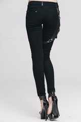 Black Punk Skinny With Leg Bag Womens Pants - Product - 6