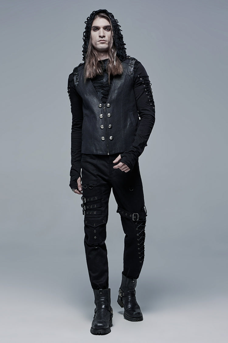 Multi Pockets Buckles Detachable Men's Steampunk Pants 2 Colors - Product - 11