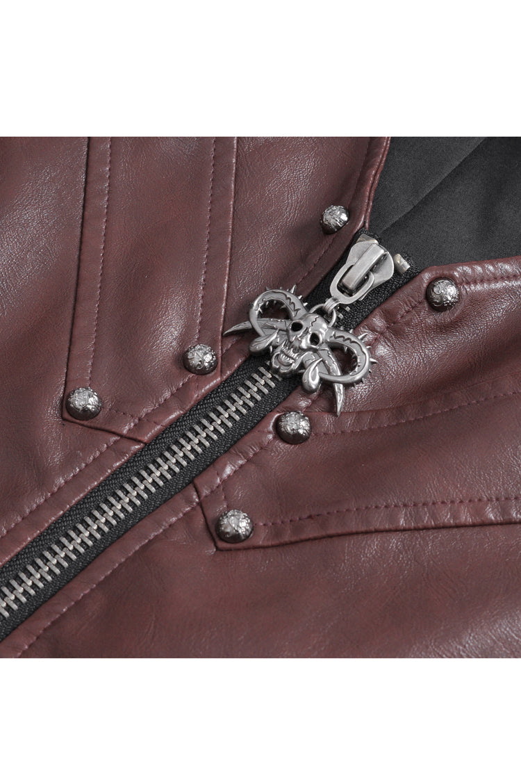 Red Studded Faux Leather Men's Punk Vest - Product - 8