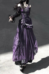 Purple [Madame Butterfly] Ruffle Bowknot Lace Sweet Elegant Gorgeous Lolita Jsk Dress - Product - 13