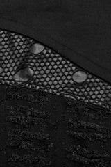 Black Embossed Stitching Mesh Ripped Women's Steampunk Straight Pants - Product - 8