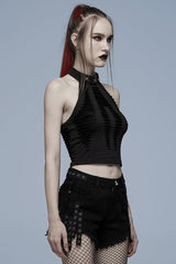 Sleeveless Spider Print Hollow Stitching Ripped Women's Steampunk Vest 3 Colors - Product - 10