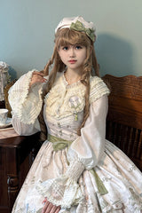 [Iris Study] V Collar Sleeveless Print Bowknot Lace Sweet Lolita Jumper Dress 2 Colors - Product - 6