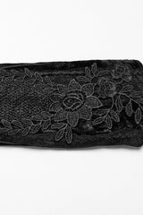 Black Floral Embroidery Lace-Up Women's Gothic Gloves - Product - 7
