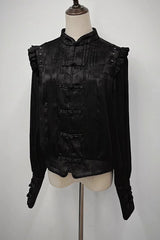[Bone Dragon] Stand Collar Long Sleeves Ruffle Embroidery Ouji Fashion Classic Lolita Blouse 3 Colors - Product - 7