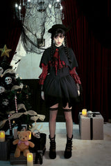 Black/Red Bat Collar Diamond Bat-Shaped Women's Gothic Capelet - Product - 18