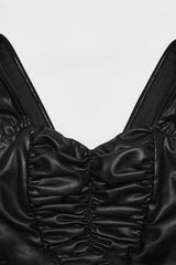 Black Square Collar Faux Leather Women's Punk Vest - Product - 7