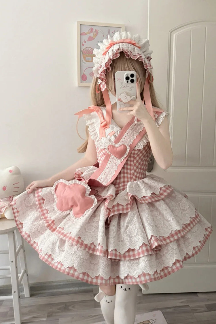 Pink [Star Grant Angel] Triple-Layered Print Ruffle Sweet Lolita Dress - Product - 2