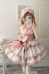 Pink [Star Grant Angel] Triple-Layered Print Ruffle Sweet Lolita Dress - Product - 2