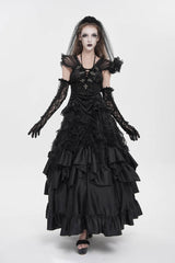 Black Women's Gothic Cross Rose Beaded Long Skirt Gorgeous Skirt - Product - 3