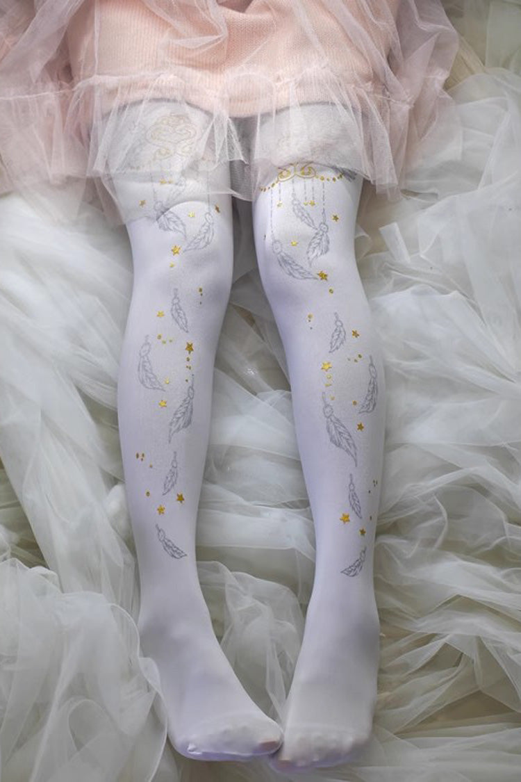 White Hot Stamping Print Sweet Lolita Pantyhose 11 Styles - Style2 - 2