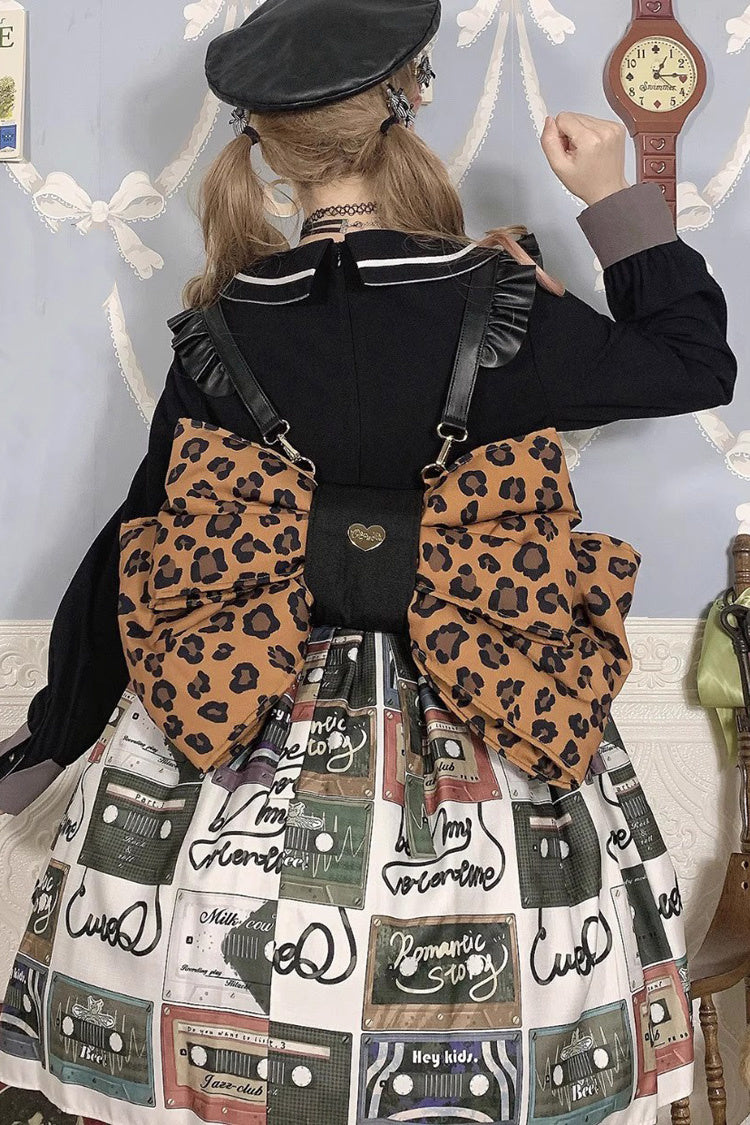 Brown Polka Dot Print Bowknot Shaped Sweet Lolita Backpack - Product - 7