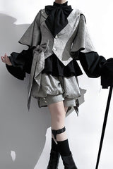 Grey Rabbit Hunt Dark Pattern Jacquard Print Bowknot Ouji Vintage Prince Lolita Coat - Product - 5