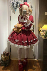 Red [Miss Flando of the New Year] Long Sleeves Ruffled Bow Sweet Lolita Dress - Product - 13