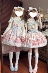 [Bear Anniversary Celebration] Sleeveless Printed Ruffled Bow Sweet Lolita Jsk Dress 2 Colors - Product - 7