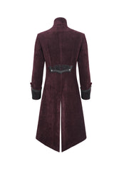 Red Stand Collar Long Sleeves Embroidery Slim Men's Gothic Coat - Product - 8