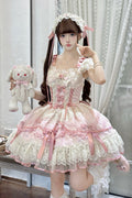 Pink Dreaming Butterfly Multi-Layered Jacquard Ruffle Bowknot Lace Sweet Princess (Dress Only) front view