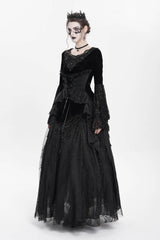Black Long Sleeves Lace-Up Beaded Pleated Women's Gothic Blouse - Product - 5