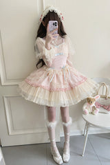 [Flower Season] Bowknot Lace Sweet Ballet Lolita Jsk Dress 4 Colors - Product - 13