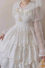 White Multi-layer Hollow Embroidery Sweet Lolita Jsk Dress - Product - 4