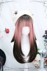 Pink/Brown Natural Gradient Sweet Lolita Long Straight Wigs - Product - 3