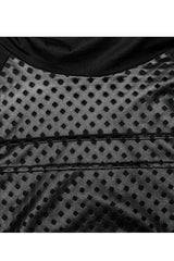 Black Punk Turtleneck Stretch Knit Panel Cutout Drawstring Hooded Men's T-Shirt - Product - 7