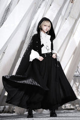 Black [Code 003] Long Sleeves Bow Vintage Elegant Prince Handsome Ouji Lolita Blouse Pants Cloak Set - Product - 6