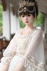 Apricot [Miao Girl] Multi-Layered Ruffle Bowknot Sweet Princess Lolita Chiffon Skirt Set - Product - 5