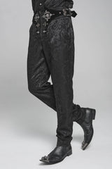 Black Printed Lace-Up Buckled Zippered Men's Gothic Pants - Product - 12