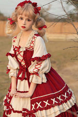Square Neck Long Sleeve Ruffled Sweet Lolita OP Dress - Product - 3